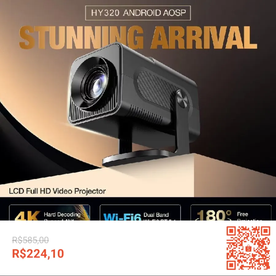 Projetor Smart HY320 Android Full HD 1920x1080 Bluetooth Wi-fi